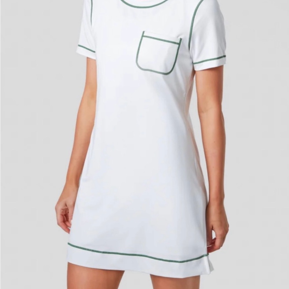 NWT Tuckernuck white with green trim activewear Dress tennis pickleball DS 404 - Picture 2 of 10